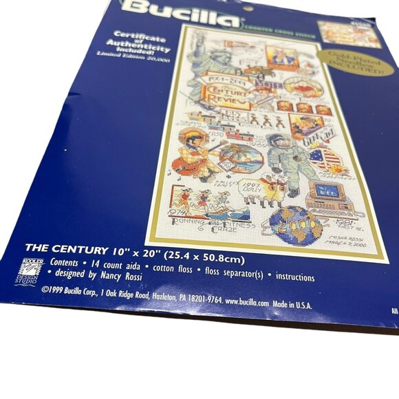 Bucilla Counted Cross Stitch The Century 10" x 20" #42560 OPEN PACKAGE NO NEEDLE - Picture 7 of 8
